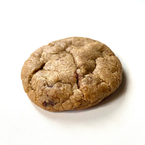 Banana chocolate chip cookie on a white background